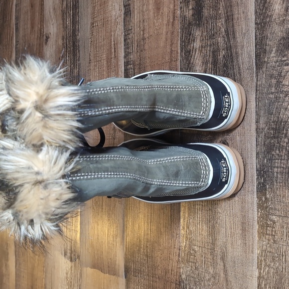 Sorel Joan of Arctic Waterproof Leather Boots Size 8.0 In Olive Green & Black - Picture 5 of 13